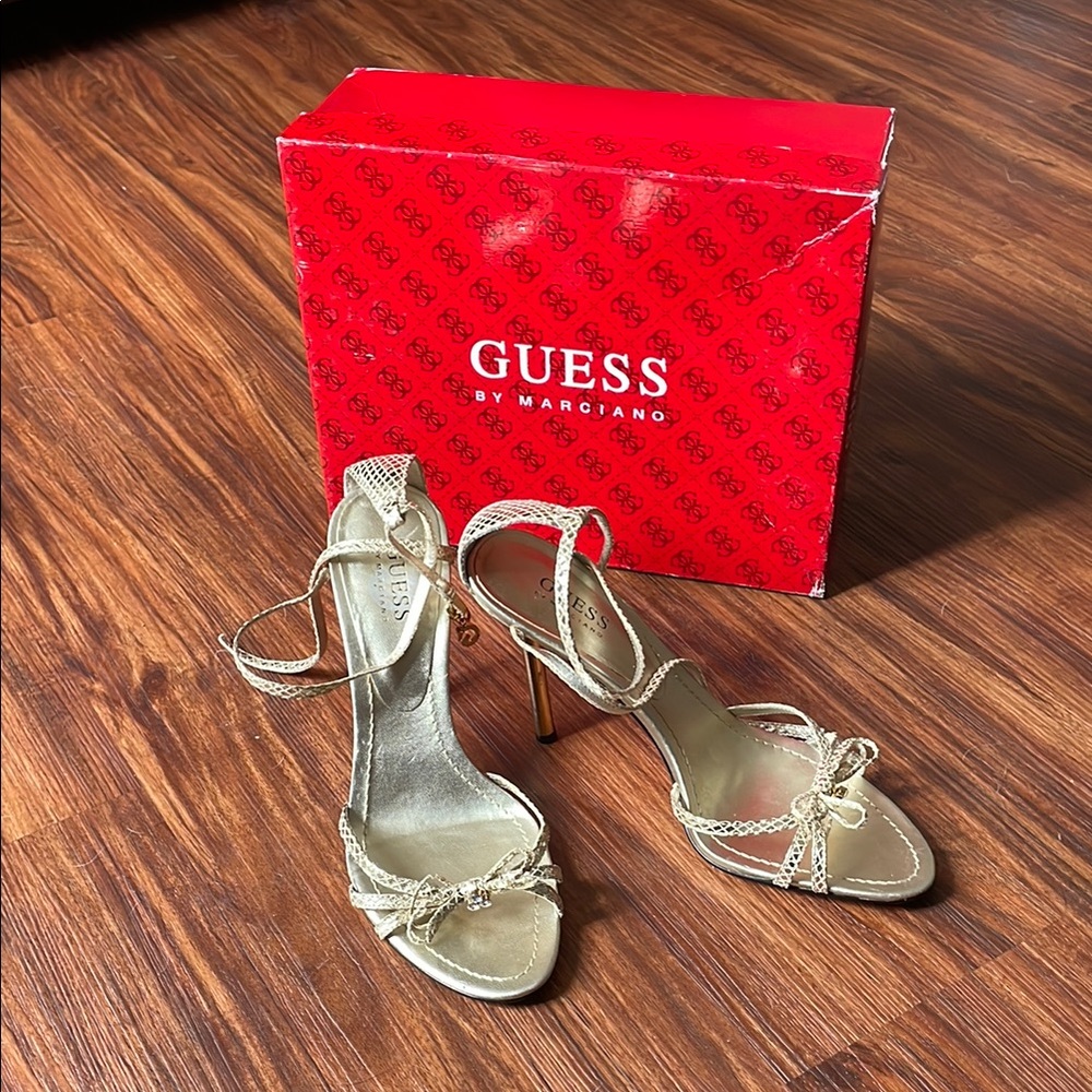 Guess Gold Strappy Heels for Evening Wear